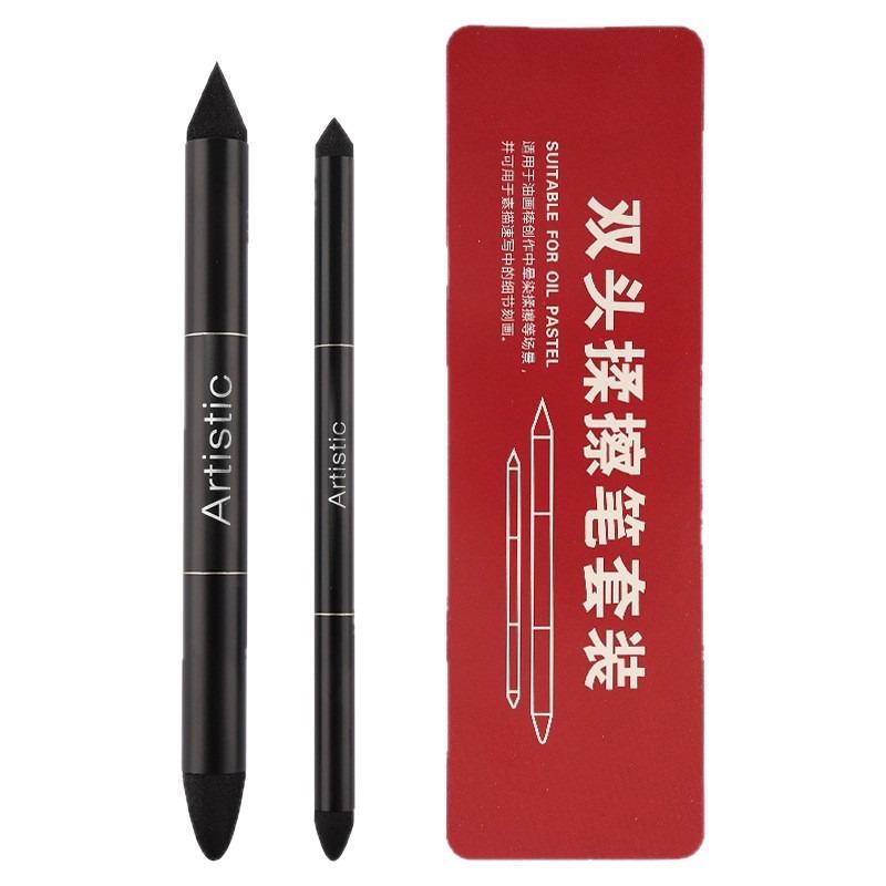 

Cotton Blending Sponge Brush Pens Set 2Pcs Double-Headed Washable Sketch Wipe Reusable Art Blenders for Detail Shadow Highlight