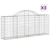 VidaXL Paniers à gabions arqués 3 pcs 200x30x80/100 cm Fer galvanisé, gabion, cage de gabion, panier de mur de gabion, mur 3146090