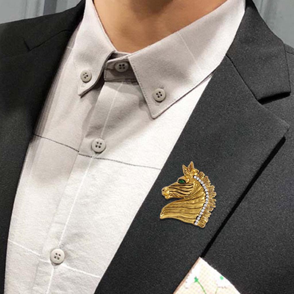 Astrological Horse Head Brooch  Alloy Fashion Accessory For Jackets Shawls Formal Gatherings Statement Badge Pin