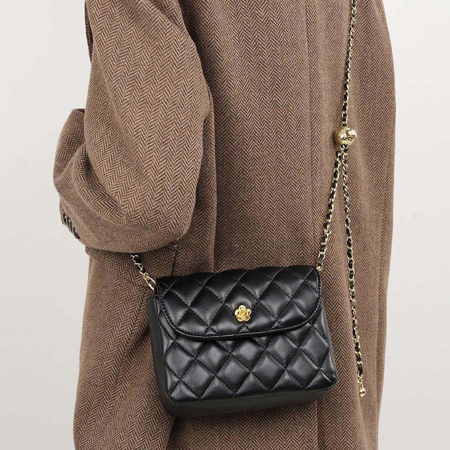 Genuine Leather Shoulder Bag 2025 New Model Diamond Chain Bag Women's Crossbody Bag Fashionable Versatile Genuine Leather Handbag for Women