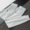 Men's White Embroidered Waffle Cuffed Running Sweatpants - Trendy Spring/Fall Casual Wear