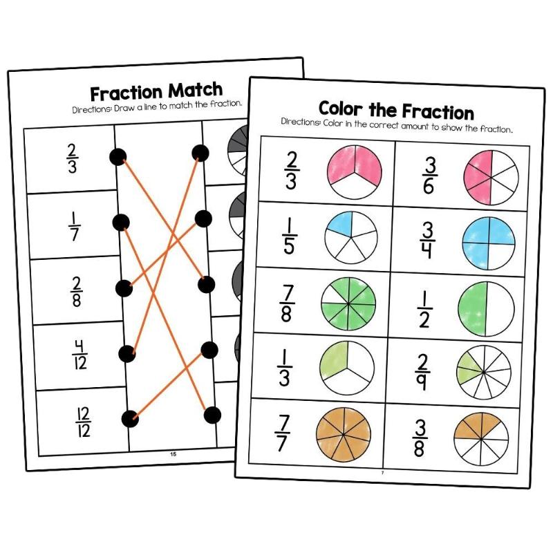 

Montessori Fractions Workbook Grade 3-4 Primary Teaching Aids School Math Cognitive Training Test BookArithmetic Learning