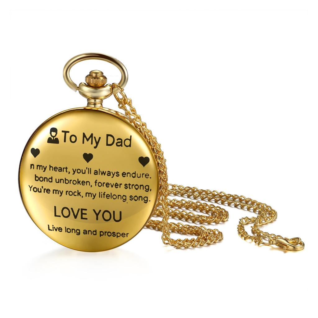 Antique Gold Pocket Watch Simple Pendant Watch with Retro Chain Perfect Gift for and Day Necklace Crown-Shaped, Waterproof, - Birthdays,