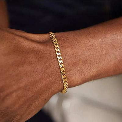 Fashion Stainless Steel Cuban Chain Bracelet for Men Women Unisex Couple Wrist Hand Jewelry Trendy Gift