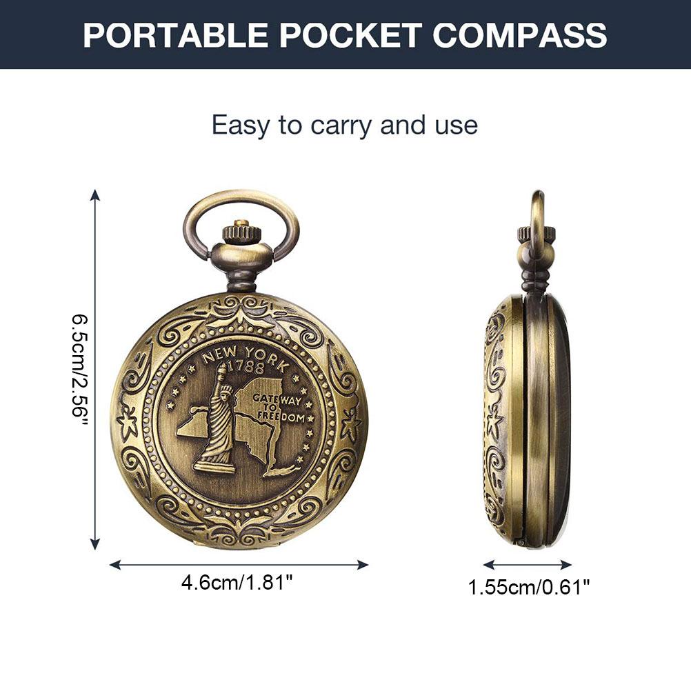 Retro Compass Portable Classic Compass with Metal Chain for Outdoor Activities