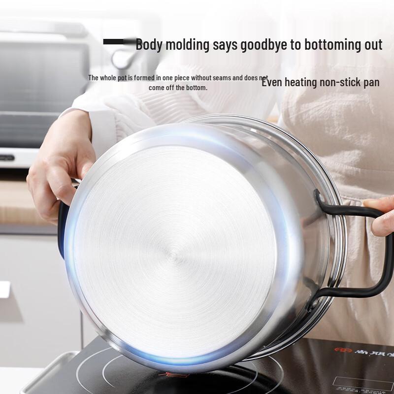 Stainless Steel Soup Pot with Solid Wood Handles