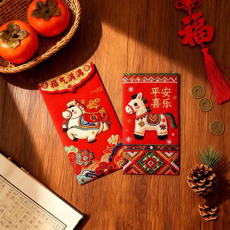 6Pcs Year Red Envelope Horse Year Red Envelope Chinese Spring Festival Hongbao Lucky Money Pocket 2026 Year Decorations