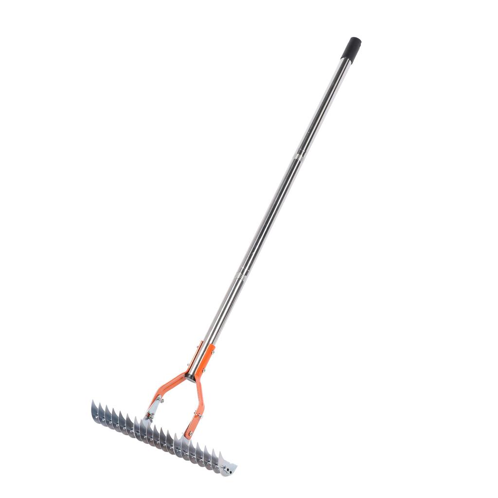 Thatch Rake 14.7 Inch Carbon Steel Stainless Steel Robust Lawn Dethatcher Rake with Handle for Clning Dd Grass Yard Garden