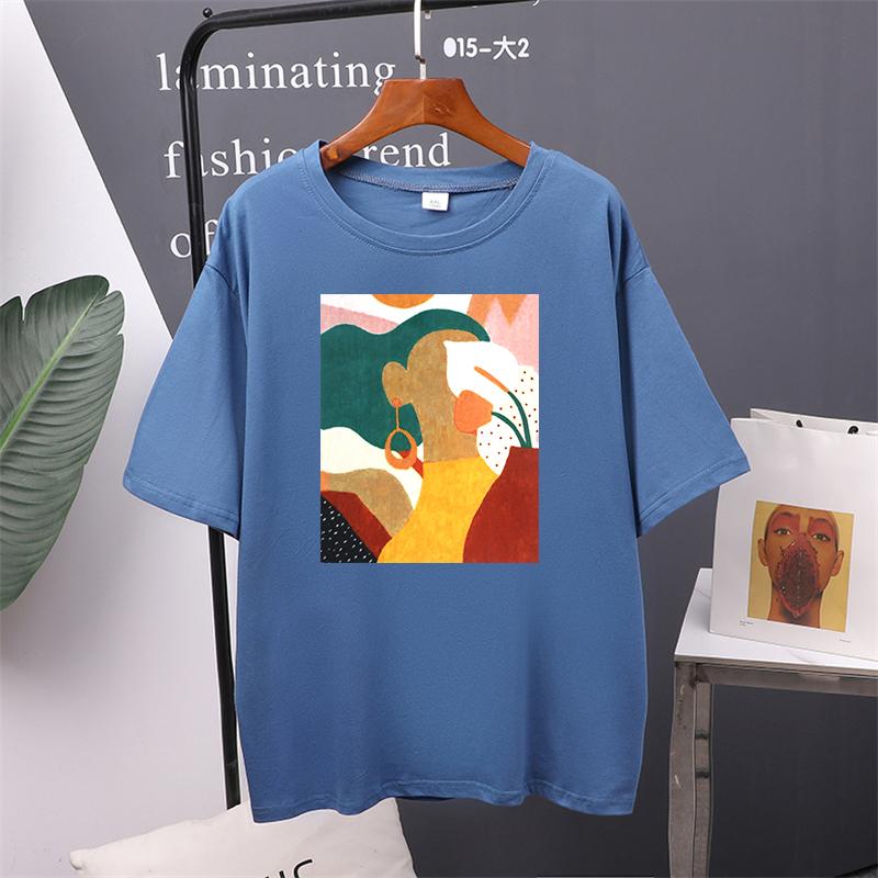 Vintage Printed Short Sleeve T-shirt Women Cotton O-neck Tees Female Chic Aesthetic Graphic Tees