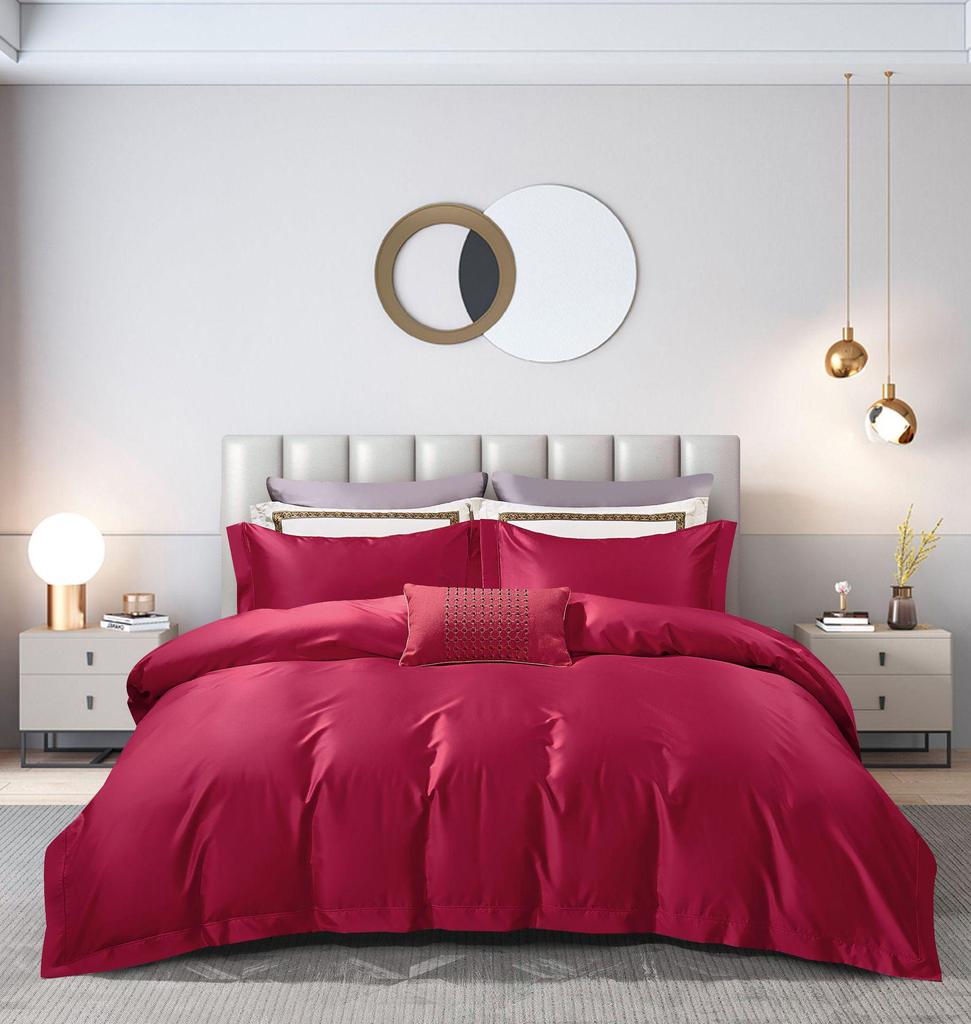 50S Pure Cotton Sateen Solid Color Brocade Fabric Duvet Cover & Bed Sheet Hotel Collection