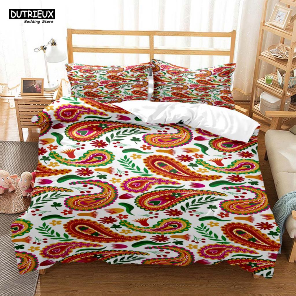 Comforter Paisley Pattern Ethnic Style 3D Printed Bedding Queen Bedding Set Soft And Comfortable King Size Bedding Set Comforter (quilt)-EU Single(135*200cm)3pcs