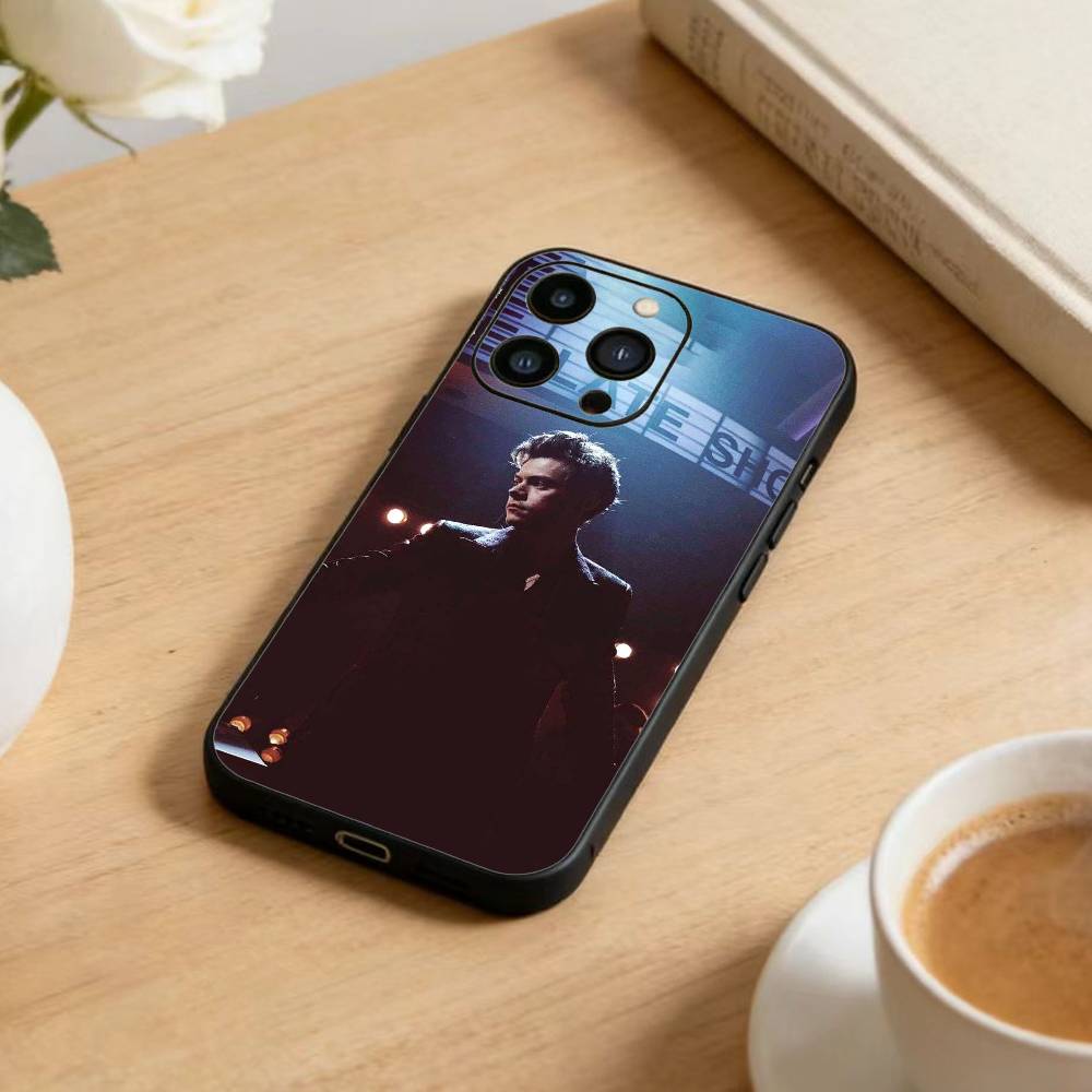 

H-HaRRy Styles Phone Case For iPhone17,16,15,14,13,12 Plus,Max Soft Silicone Black Cover iPhone12PROMAX