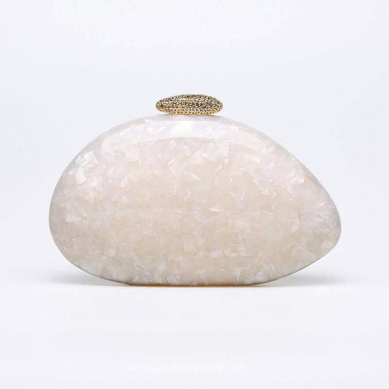 2025 Luxury Women Acrylic Irregular Shell  Evening Clutch Bag Stone-textured Diamond Wedding Party Handbag Fashion Crossbody Bag