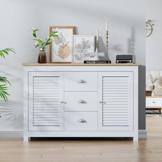 Floor Cabinet Large Capacity Stable Structure with Adjustable Shelves Space-saving Waterproof Floor Standing Kitchen Cabinet Storage