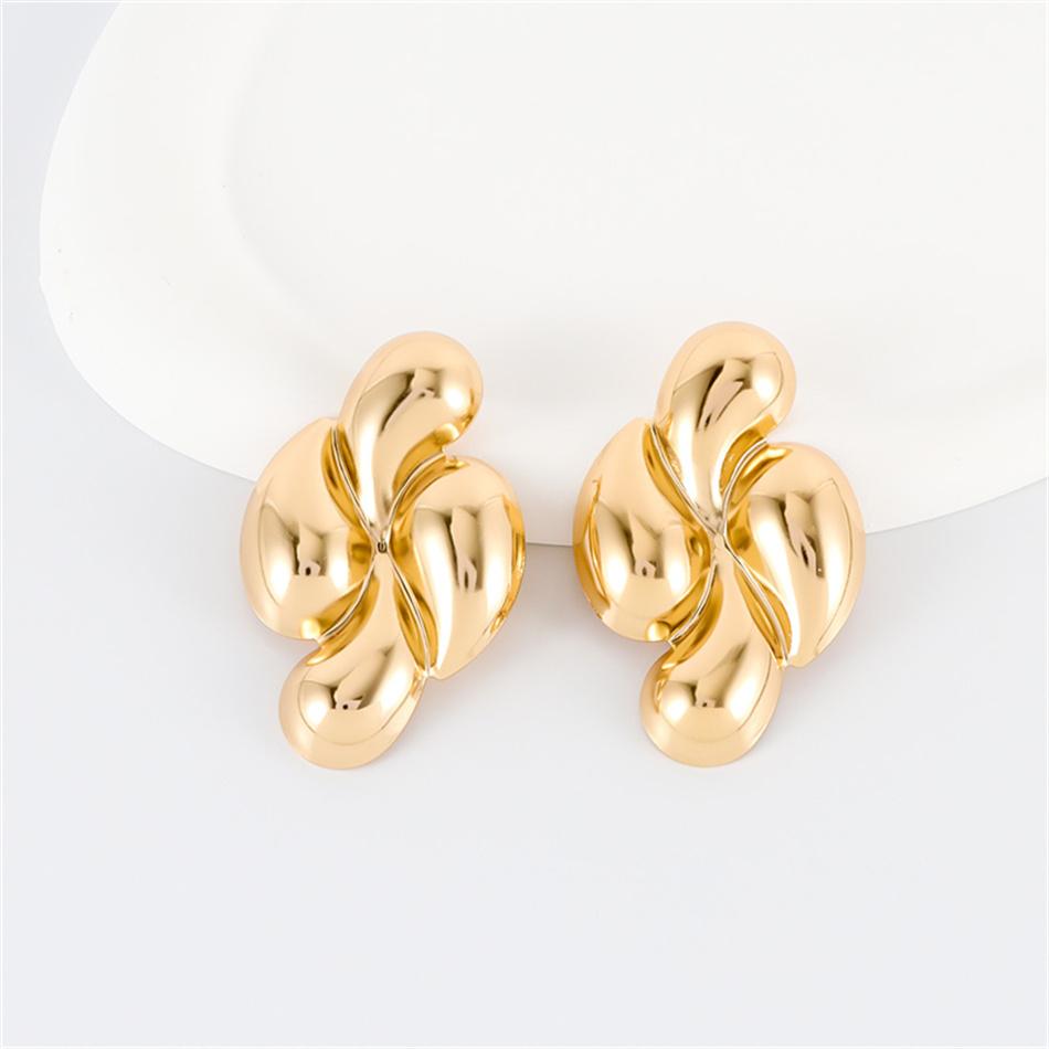 Punk Creative Four Waterdrop Personalized Geometric Smooth Drop Earrings for Women Big Geometry Hyperbole Fashion Party Jewelry
