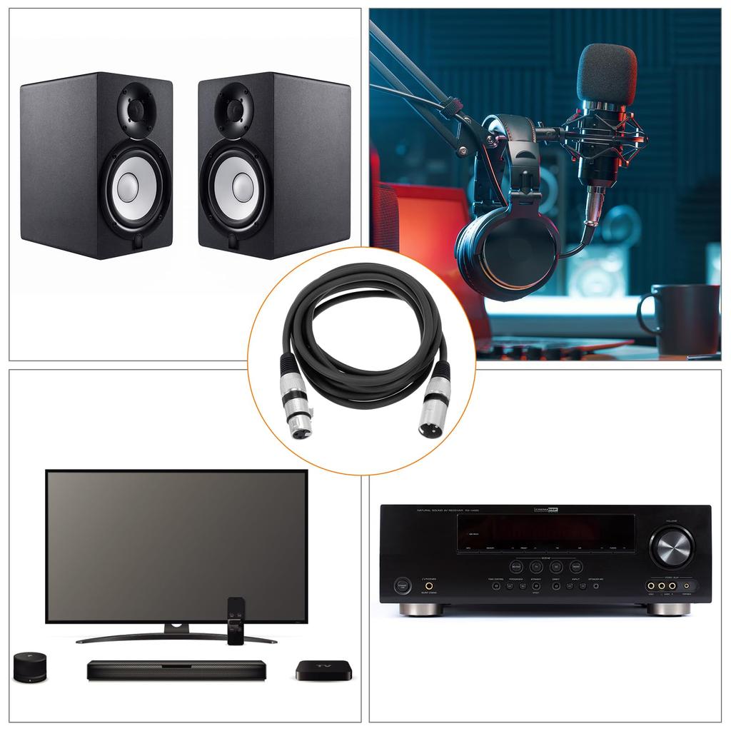 uxcell XLR Female to XLR Male Cable, 10ft XLR to XLR Microphone Cable, Audio Adapter Cord for PreampSpeaker System, Black