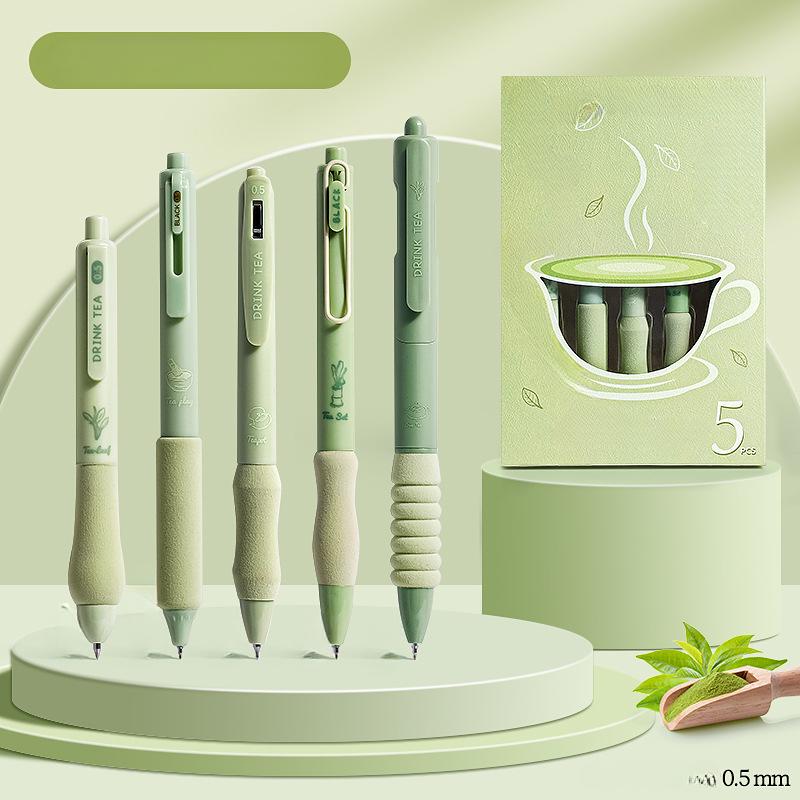 5 pièces/ensemble Ins simplicité Gel stylo coréen couleur unie 0.5MM noir mignon stylos belle papeterie stylos école étudiant/fournitures de bureau