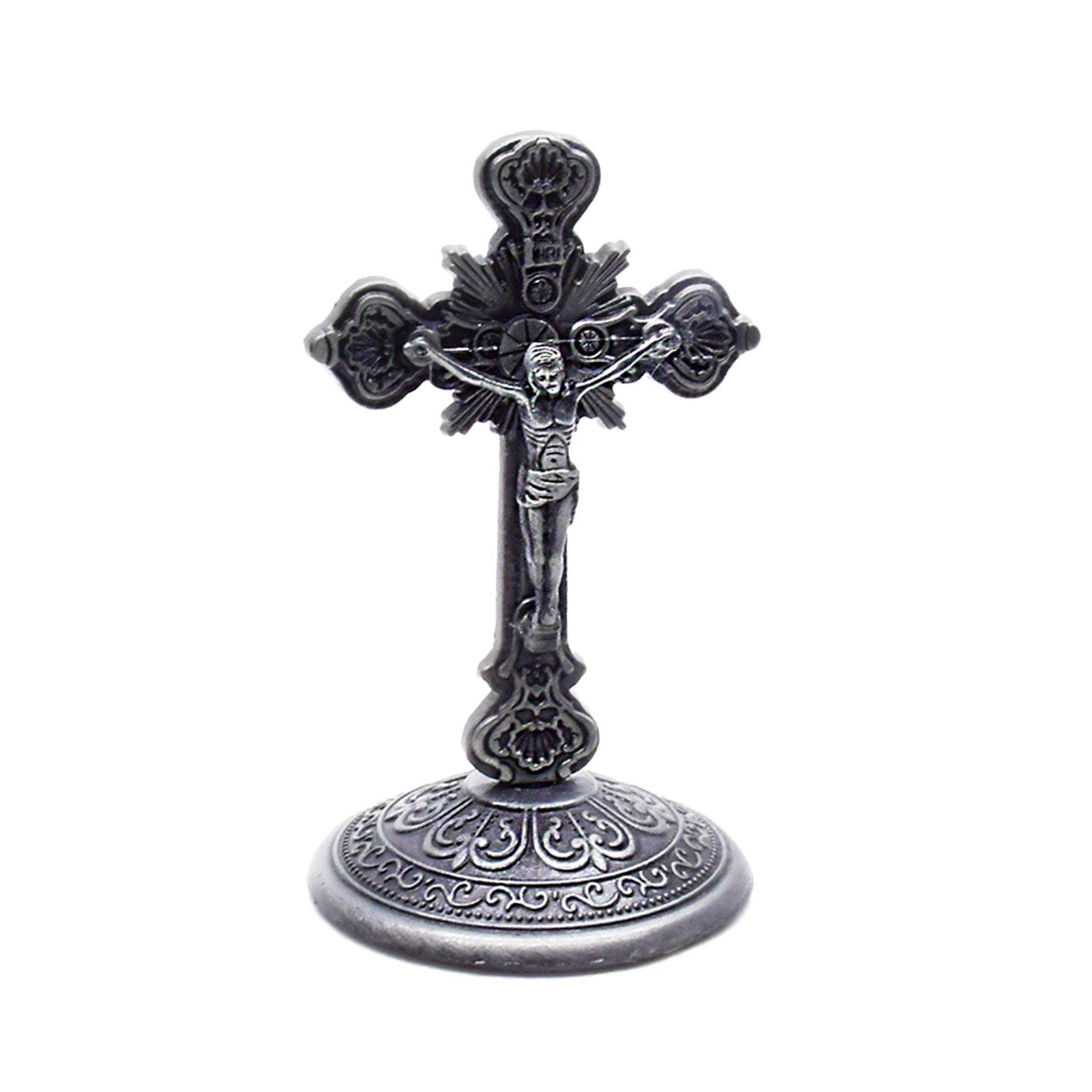 

Beautiful Zinc AlloyTabletop Crucifix Cross Statue with Base Perfect for Home and Office Decoration Fine Craftsmanship A