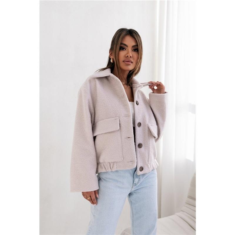 Womens Wool Coat Solid Color Pocket Breast Fashion New