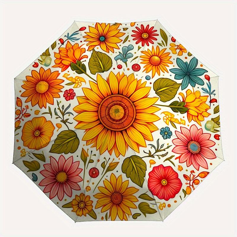 1pc Sunflower Mandala Design Umbrella with Plastic Handle,Suitable for All Seasons Home Travel Outdoor UmbrellaB1620