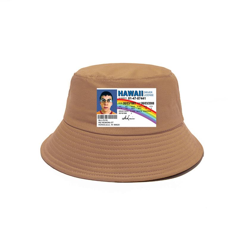 Mclovin Id Card Superbad Geek Bucket Hats New Outdoor Cotton Funny Panama Hat Summer Cool Sun Caps Bob Hat