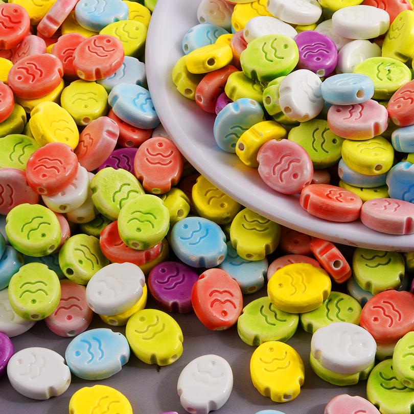 Different Style Random Mix Ceramic Beads For Jewelry Making Supplies Ball Flower Heart Star Loose Bead DIY Bracelets Accessories