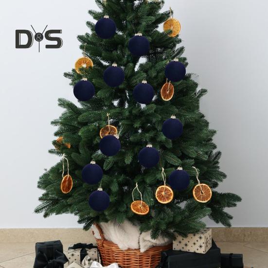 12Pcs Christmas Balls Decorations Xmas Tree Flocked Ball Ornaments Plastic Hanging Ball Decor for Home Bar Restaurant