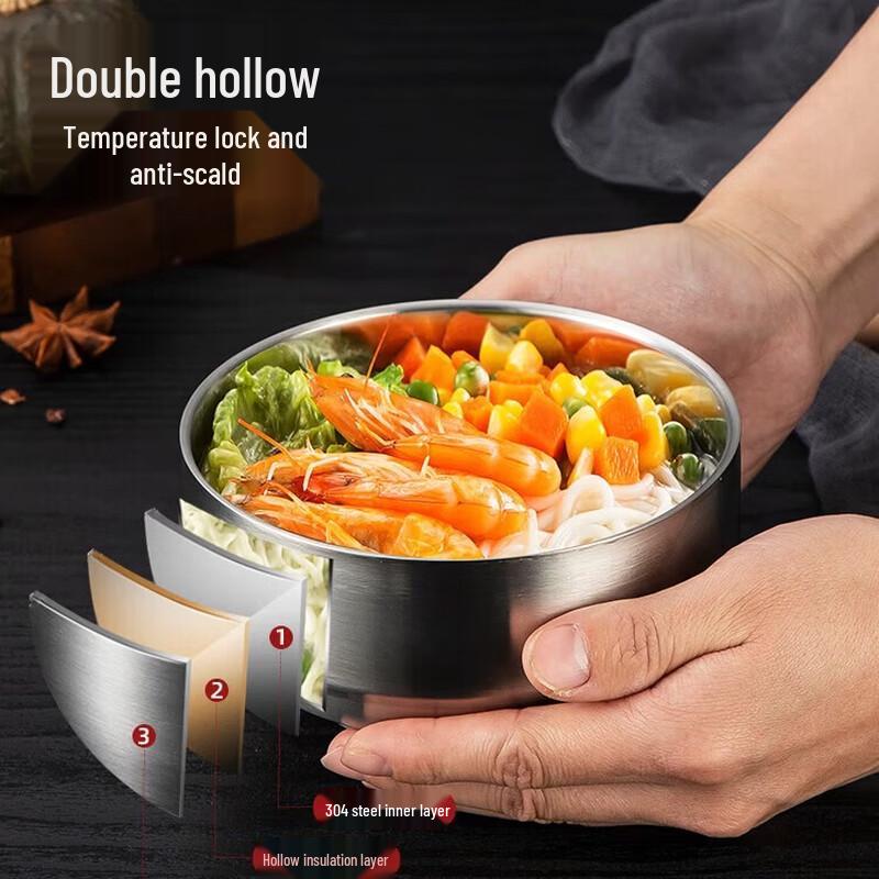 Meichu 304 Stainless Steel Insulated Soup Bowl Set