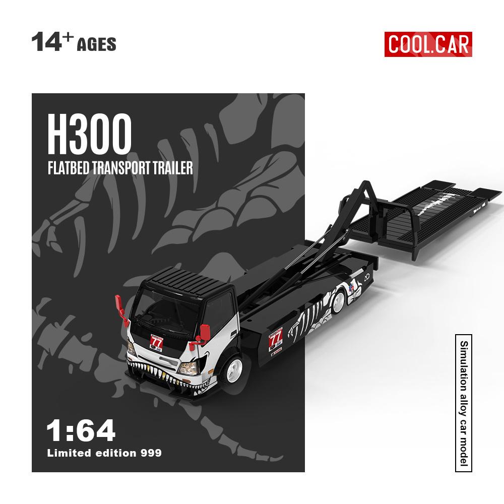 *Vor*-Cooles Auto 1:64 H300 Tieflader Schwarz Drache 77 Simulations-Legierungsauto-Modell Zum Sammeln & Ausstellen & Geschenk gray