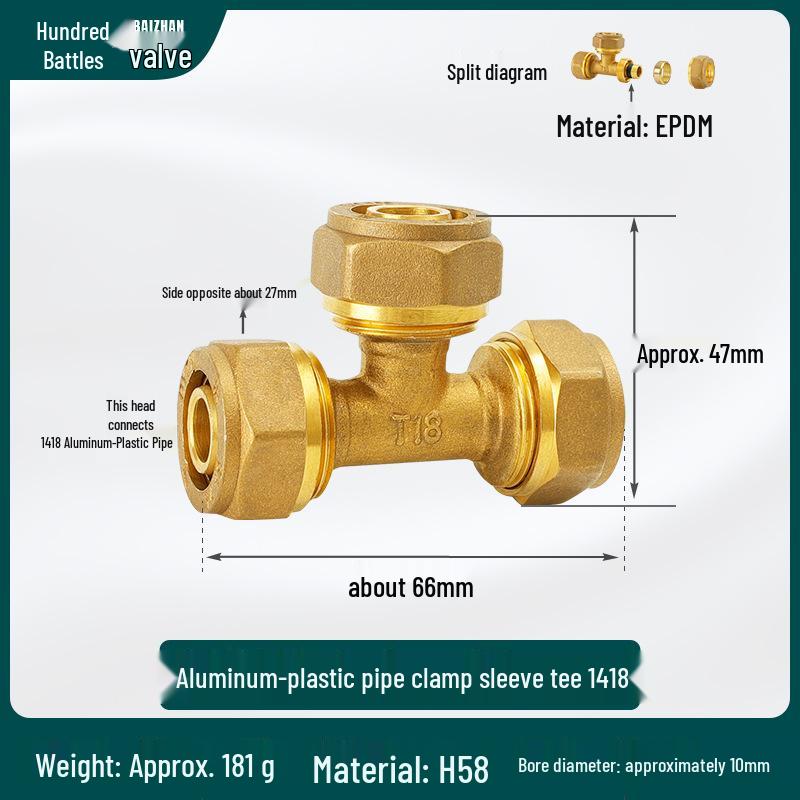 Copper-Aluminum Pipe Fittings for Heating Systems - Male & Female Thread Tee Elbow.