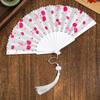 1Pcs Summer Folding Hand Fan Cherry Lemon Fruit Pattern Portable Plastic Frame Fabric Tassel Cooling Fan For Home Women