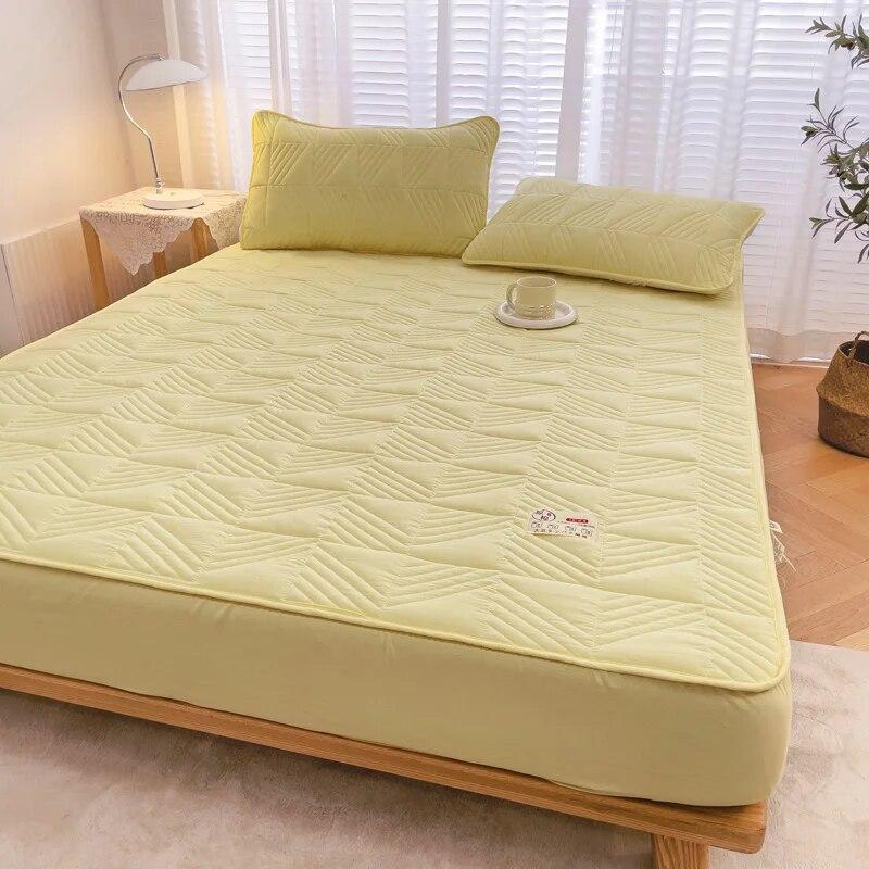 Quilted Waterproof Cotton Mattress Cover Thicken Mattress Protector Fitted Sheet with Elastic Double King Queen Size Bed Cover