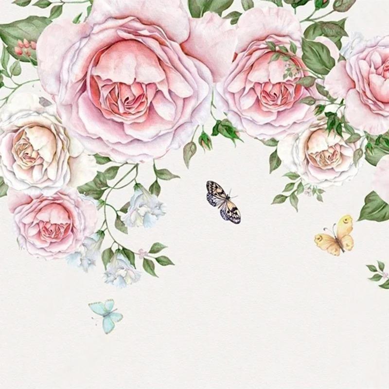 Custom Any Size Mural Wallpaper Hand Painted 3D Rose Flower Fresco Modern Living Room Bedroom Background Wall Home Decor
