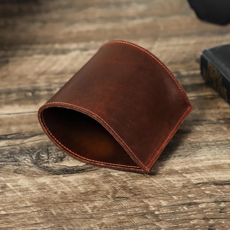 Retro Leather Round Pen Holder Desk Organizer Desktop Sundries Storage Tube Pencil Holder Accessories Office Supplies Stationery