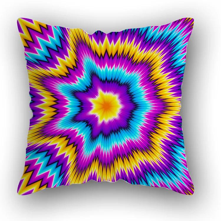 Sofa Bed  Square Pillowcases Home Decor Colorful Swirl  Bedroom Rainbow Decorative