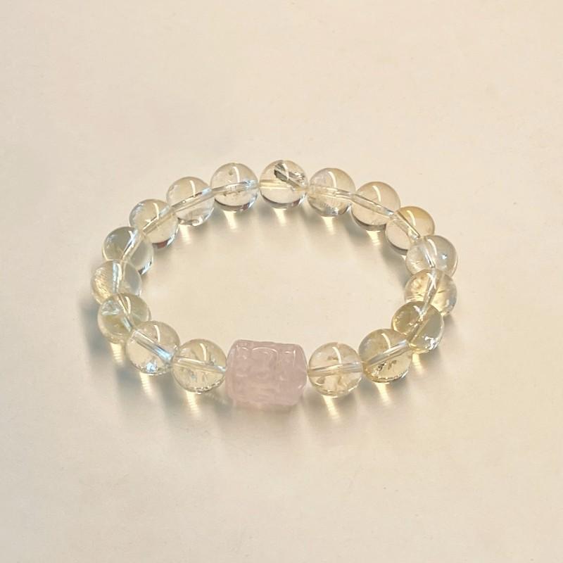 Natural Citrine 10mm Beaded Bracelet Women Fashion Simple Crystal Jewelry