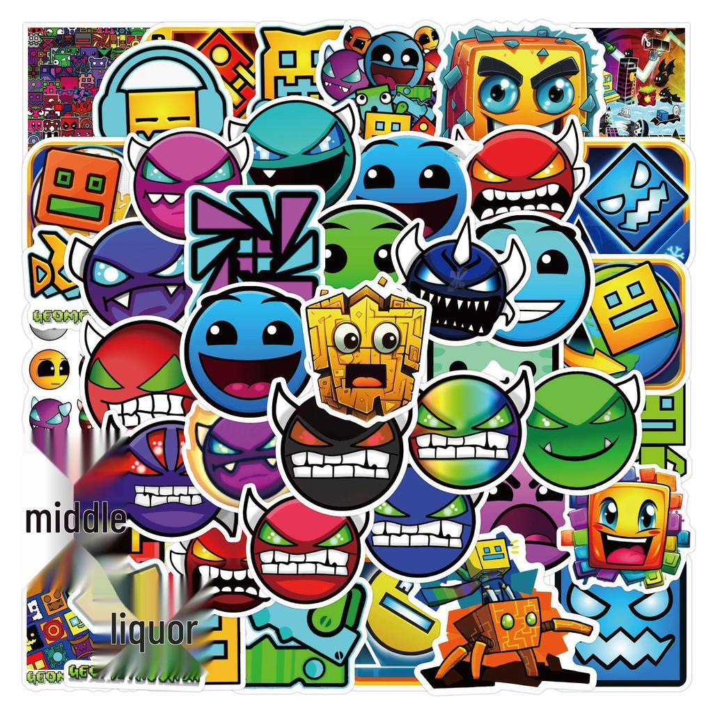 50-Pack Geometry Dash Waterproof Stickers for Luggage, Skateboards, and Cups