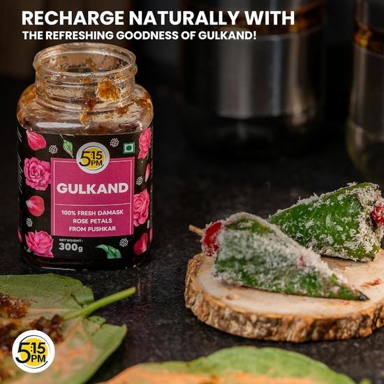 5:15PM Gulkand 300g| Premium Rosebladsyltetøy | Solmodnet Damask Gulkand | 100% Naturlig & Rent | Fersk