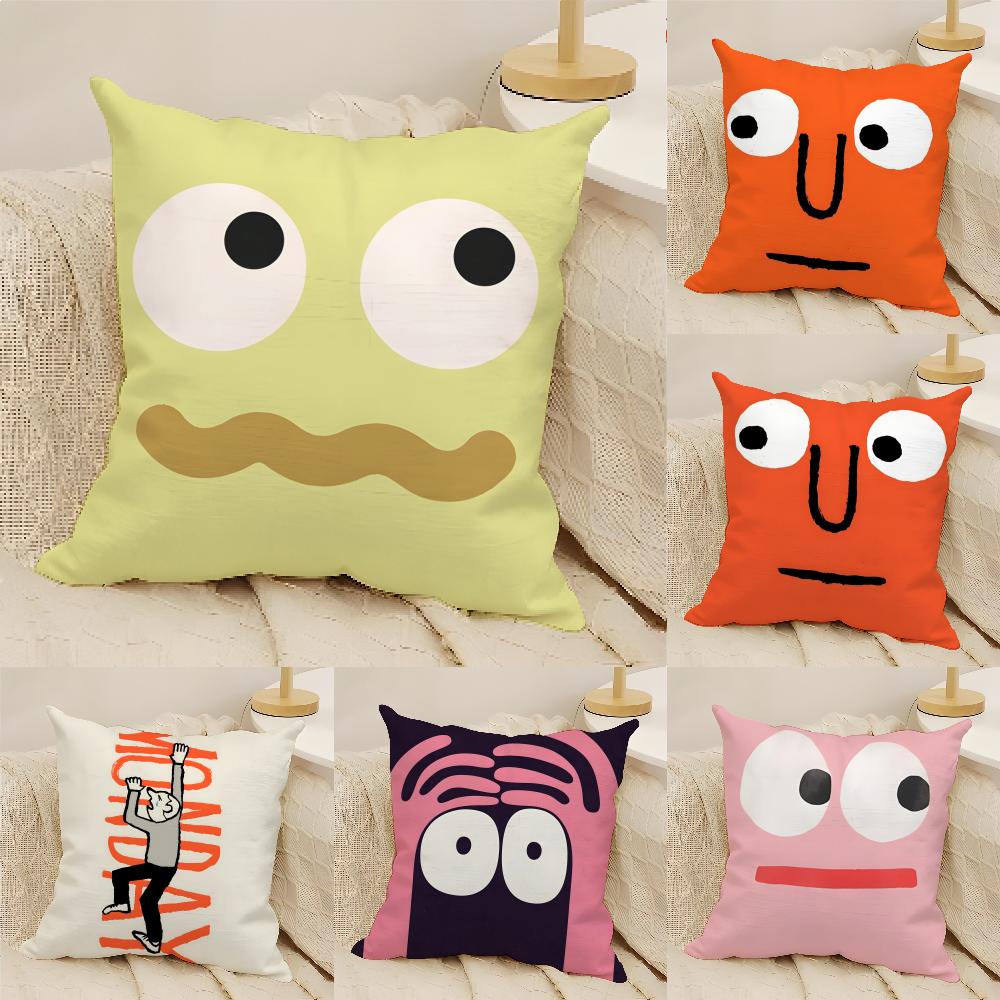 Pillow Case Cotton Linen Fabric Square Zipper Pillowcase Home Decorative Living Room Aesthetic Art Artist J-Jean Jullien 3