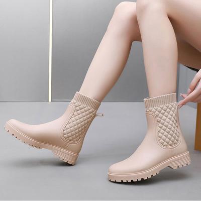 2024 New Rain Boots Non-Slip Rain Shoes Women's Waterproof Shoes Women's Outerwear Water Shoes Thick-Soled Rubber Shoes Fashion