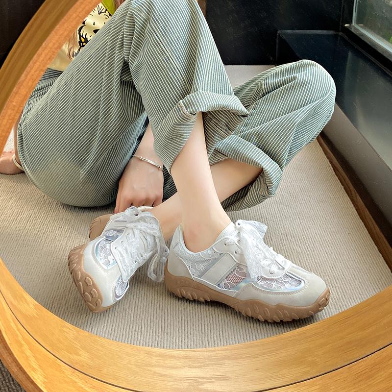 Fashion CRLAYDK Sneakers for Women Lace Patchwork Tennis Fashion Summer Shoes Mesh Breathable Casual Outdoor Walking Sports Trainers