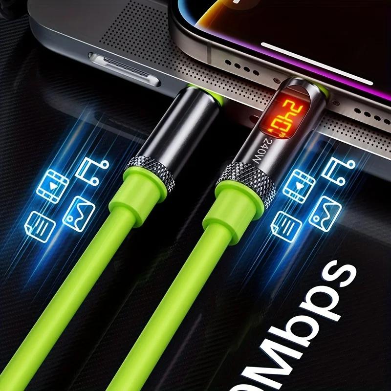 240W Max Digital Display Fast Charge Cable with Aluminum Alloy Case, 480Mbps, Type-C To Type-C for 17 16 15 Pro Max