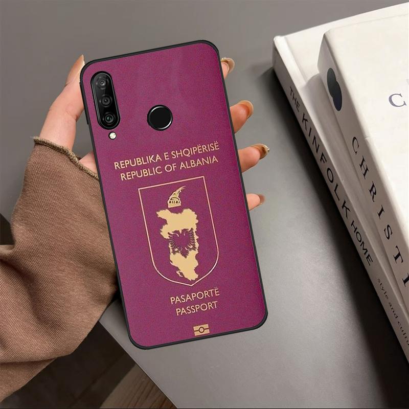 Albania Passport For Huawei Nova 10 9 SE Y91 Y61 Y90 Y70 Y60 Y72 12s 12i 11i 7i 8i P60 Pro P30 P40 Lite Case