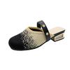 Fashion Spring New Baotou Slippers Women's Fashion Round Head Mesh Cloth Breathable Anti-slip Low Heel Slippers