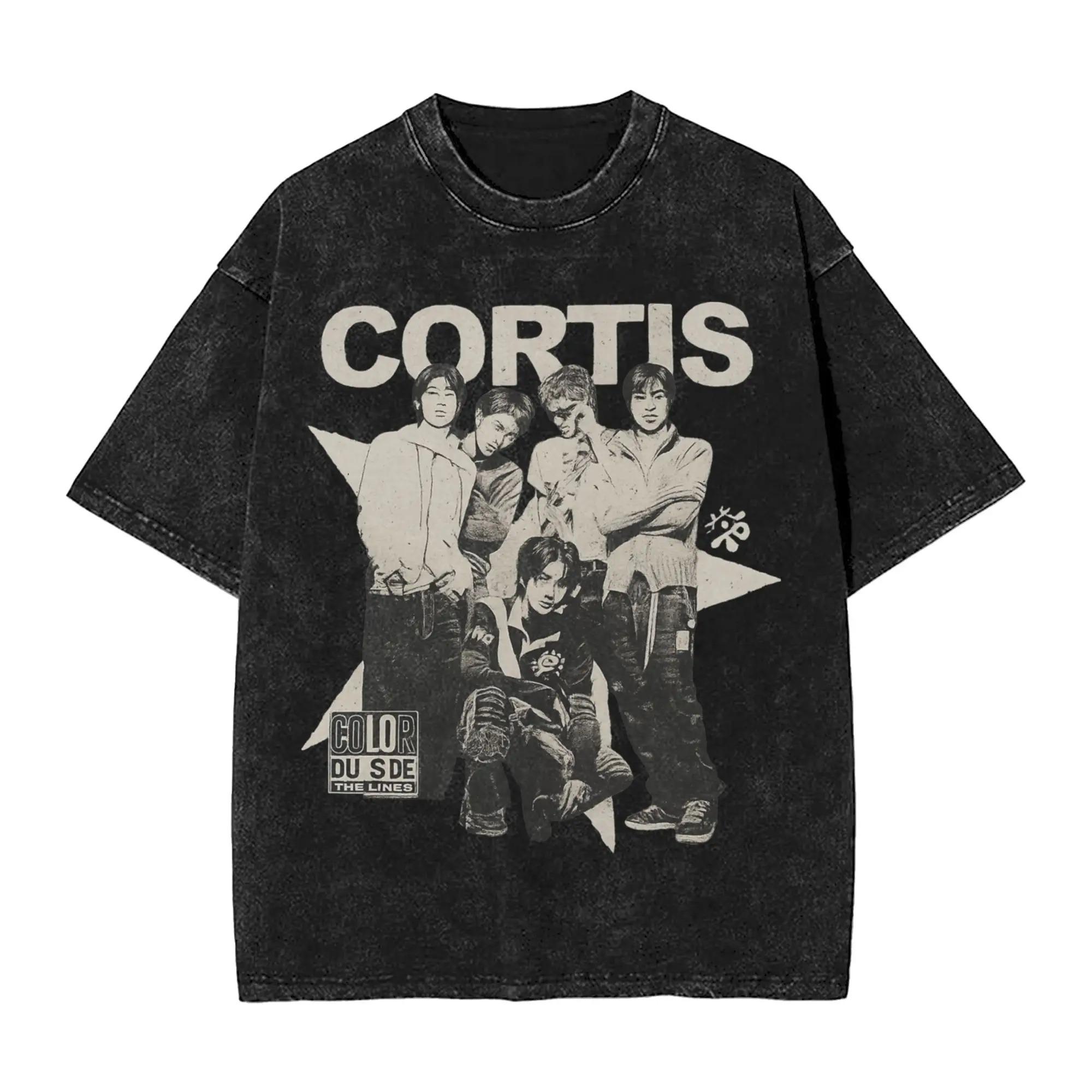 Simple Chic Street Clothing 2026 Kpop Jongensgroep Cortis James Gewassen T-shirts Streetwear Vintage T-shirts T-shirt Mannen Vrouwen Katoen Harajuku Grafisch Bedrukt S bruin