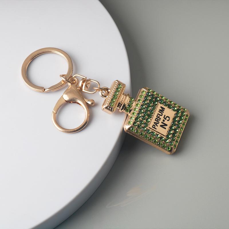 European-American Rhinestone Keychain Charm Perfume Bottle Pendant for Women
