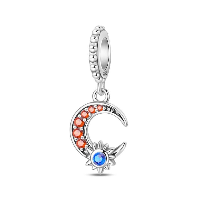 Copper Cross Saint Devil'S Eye Charms Bead Gold Plated Moon Pendant For Original Bracelet Women Jewelry Accessories