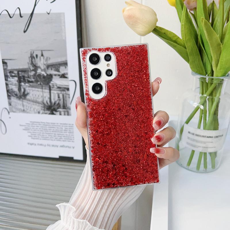 

INS Style Bling Glitter Soft Rubber Case для Samsung S25 Ultra S24 FE S23 Plus S22 S21 S20 A16 A55 A35 5G A25 A15 Samsung S25 червоний