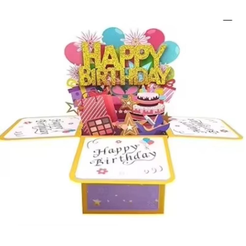 Přání k narozeninám s obálkou 3D dárková krabička Karta s přáním k narozeninám Dárek na párty