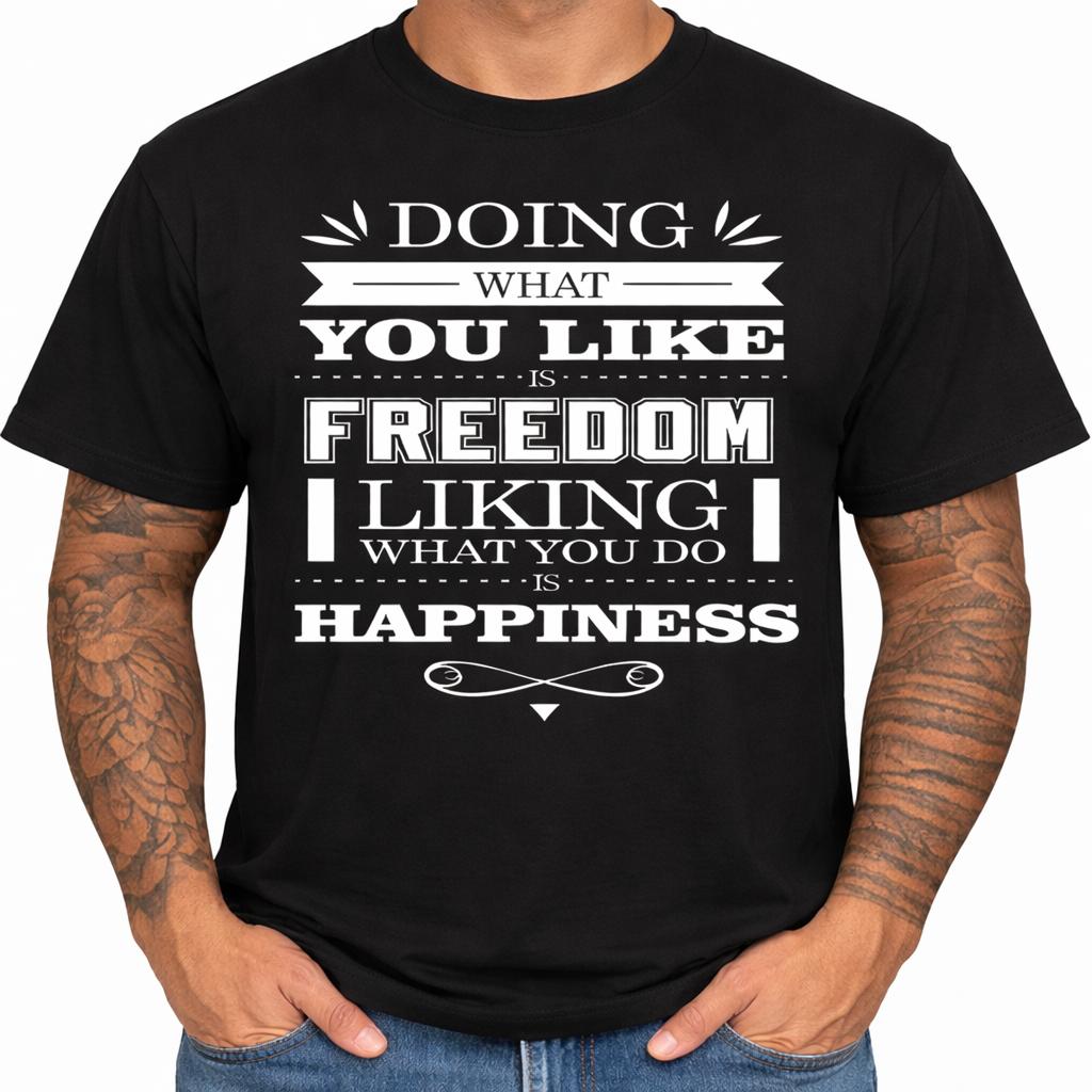 Motivational Quote T Shirt Doing What You Like Is Freedom Happiness Graphic Tee M